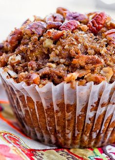 there is a muffin with nuts in it