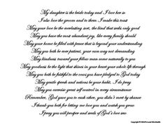 a poem written in cursive writing on white paper with the words,'my daughter is the birthday and i hope to be so