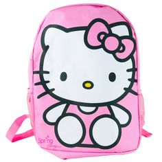 Cute Hello Kitty Print Bags For Back To School, Kawaii Pink Backpack With Cute Design, Pink Kawaii Backpack With Cute Design, Cute Hello Kitty Print Backpack For Daily Use, Playful Hello Kitty Print Standard Backpack, Pink Hello Kitty Backpack For Daily Use, Trendy Pink Backpack With Cat Design, Pink Hello Kitty Backpack For End Of School Year, End Of School Year Pink Hello Kitty Backpack