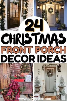 christmas front porch decor ideas with text overlay