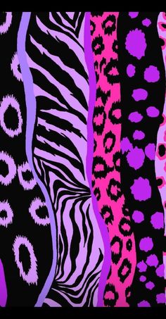 an animal print pattern is shown in purple, pink, and black colors on a dark background