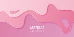 abstract paper cut background with pink shapes and white text on the bottom right corner that reads, abstract paper cut