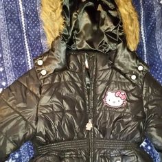 New With Tags. However The Side Of Kitty Face Has Lost Its Sparkle. Otherwise Jacket Is Fine Sz 4t Black With Faux Fur Hood Cute Fitted Hooded Outerwear, Cute Black Winter Outerwear, Cute Black Hooded Outerwear, Cute Black Outerwear For Winter, Fur Hood, Kids Jacket, Puffer Jacket, Outerwear Jackets, Kids Shop