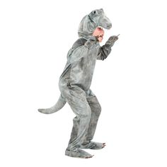 a man in a dinosaur costume standing up