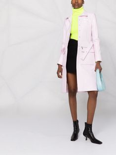 Find COURREGES Logo-patch Trench Coat on Editorialist. rose pale pink cotton-blend high-shine finish logo patch at the chest high neck press-stud fastening belted waist long sleeves snap button-fastening cuffs two side zip-fastening pockets central rear vent mid-length Designer Pink Spring Outerwear, Designer Pink Workwear Outerwear, Rose Pale, Press Studs, Pink Cotton, Pale Pink, Mid Length, Patch Logo, Side Zip