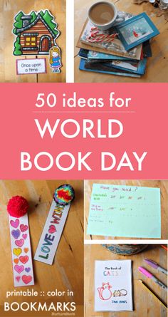 books and crafts for world book day with text overlay that reads 50 ideas for world book day