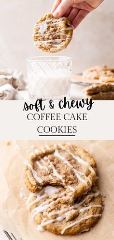 soft and chewy coffee cake cookies with icing