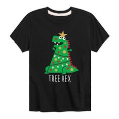 He'll love his look while wearing this boys' Tree Rex Graphic Tee. He'll love his look while wearing this boys' Tree Rex Graphic Tee.  Short sleevesFABRIC & CARE Machine wash Cotton, polyester Imported Size: Large. Color: Black. Gender: male. Age Group: kids. Material: Cotton Blend. Tree Rex, Christmas Pjs, Seasons Art, Kids Pattern, Boys Christmas, Christmas Tees, Pattern Graphic, Christmas Pajamas, Christmas Baby