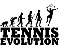 the tennis evolution is depicted in this black and white image, with silhouettes of people holding racquets