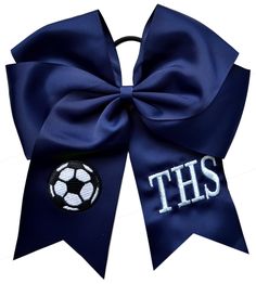 Design your own custom embroidered soccer hair bow. The letters and numbers measure 1" in height and come in many colors. The bow is attached to an elastic ponytail holder and measures 7.5" in length. AVAILABLE CHARACTERS: A-Z, &, !, 0-9 MAXIMUM CHARACTERS ALLOWED ON BOW: 3 Soccer Hair Bows, Softball Hair Bows, Soccer Headbands, Softball Bow, Soccer Hair, Softball Hairstyles, Pink Ladybug, Ball Hairstyles, Embroidered Initials