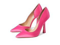 Steve Madden Damzil Pump - Women's Shoes : Pink Satin : Add a splash of color and shimmer to your sophisticated look wearing the Steve Madden Damzil Pumps. Synthetic upper, lining, and insole. Easy slip-on style. Timeless pointed toe. Sky-high stiletto heel. Man-made outsole. Imported. Measurements: Heel Height: 4 in Weight: 9 oz Product measurements were taken using size 8.5, width M. Please note that measurements may vary by size. Weight of footwear is based on a single item, not a pair. Pink Sleek Heels For Formal Occasions, Sleek Pink Heels For Formal Occasions, Chic Snip Toe Heels For Evening, Chic Evening Heels With Snip Toe, Sleek Pink Party Heels, Pink Slip-on Heels With Sculpted Heel, Chic Snip Toe Fitted Heels, Modern Pink Pointed Toe Heels, Chic Fitted Snip Toe Heels