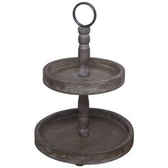 two tiered trays with metal handles and rings on each side, set against a white background