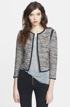 This Mcginn tweed jacket is perfect! I came across the brand while cruising the Nordstrom site and I'm pretty impressed by the whole line, tbh. Tweed Jacket Style, Chanel Style Jacket, Designer Outerwear, Ladies Coat Design, Designer Coats, Fall Capsule Wardrobe, Preppy Casual, Coat Design, Summer 2014