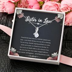 Sister In Law Custom Necklace From The First Time I Met You Personalized Gift Alluring Beauty Necklace ShineOn Beauty Necklace, Sister Necklace, I Meet You, Luxury Boxes, Sister In Law, Clear Crystals, Custom Necklace, A Blessing, Get Yours Now