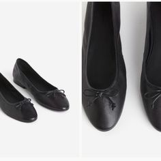 *Currently Sold Out On H&M* Soft Leather Ballet Flats With A Decorative Bow. Classic Look That Can Pair With Any Outfit (Jeans, Skirts, Dress Pants) Whether Casual Or Dressy Black Ballet Flats For Office Wear In Fall, Black Leather Ballet Flats For Spring, Spring Black Leather Ballet Flats, Black Ballet Flats For Spring Office Wear, Spring Office Black Ballet Flats, Black Ballet Flats With Flat Heel For Fall, Black Ballet Flats With Flat Heel, Black Ballet Flats For Fall, Casual Black Ballet Flats For Fall