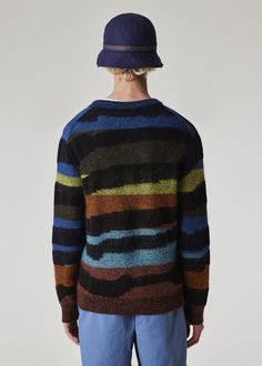 Men's Multi-Wave Stripe Cotton-Mohair Sweater Mohair Sweater, Knitwear Men, Paul Smith, Signature Logo, Stripes Pattern, Crew Neck Sweater, Neck Sweater, Merino Wool, Knitwear