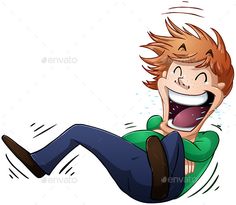 a boy falling down on the ground with his mouth open and tongue out - people characters