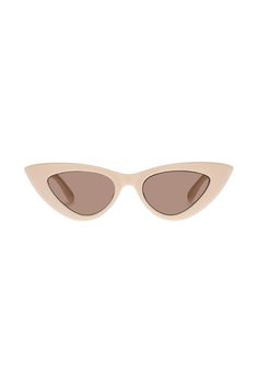 Hypnosis Sunglasses Color: Ivory Frame / Teak Lens Retro cat-eye sunglasses. Midsize fit Glossy ivory acetate frame Light brown lens Matching Sets Outfit, Brown Lens, Frame Light, Retro Cats, Corset Crop Top, Le Specs, Crop Top Sweater, Linen Trousers, Heeled Loafers