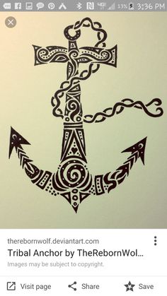 an anchor tattoo design on white paper