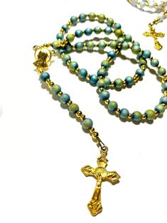 Rosary Fall Rosaries Catholic Rosary Free Shipping - Etsy Green Rosary With Round Beads As Gift, Handmade Rosary With Round Beads As Gift, Mother's Day Gift Rosary With 8mm Beads, Handmade Green Rosary As A Gift, Personalized Easter Gifts, First Communion Gifts, Catholic Rosary, Communion Gifts, Rosary Catholic