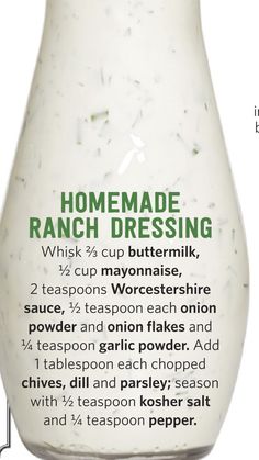 a bottle of ranch dressing is shown with instructions