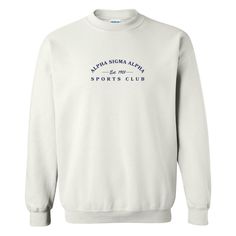 Ali & Ariel Navy Embroidered Sports Club Crewneck White Crew Sweatshirt For Campus, White Crew Neck Sweatshirt For Campus, Navy Collegiate Crew Neck Sweatshirt, White Sporty Sweatshirt For Campus, Casual Embroidered Sports Sweatshirt, Casual Embroidered Sweatshirt, Sporty Campus Sweatshirt With Embroidered Logo, Sporty Crew Neck Sweatshirt With Embroidered Logo, Sporty Sweatshirt With Embroidered Logo For Campus