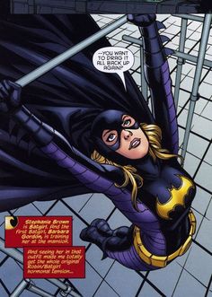 a comic book cover with a woman dressed as batgirl