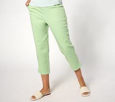 The timeless silhouette that you love, these Original Waist crop pants boast the perfect amount of comfy stretch to take you through your busy day. From Denim & Co.® Fashions. Workwear Cropped Leg Capris With Elastic Waistband, Workwear Capris With Elastic Waistband And Cropped Leg, Comfort Stretch Straight Pants With Pockets, Stretch Summer Pants With Welt Pockets, Stretch Pants With Welt Pockets For Summer, Comfort Stretch Ankle-length Pants With Pockets, Everyday Cropped Leg Pants For Spring, Spring Cropped Leg Everyday Pants, Mid-rise Pants For Everyday Spring Wear