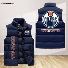 Introducing the Edmonton Oilers Sleeveless Puffer Jacket Custom – the ultimate fan gear that combines style, warmth, and team spirit! Sleeveless Puffer Jacket, Sleeveless Puffer, Game Nights, Edmonton Oilers, Die Hard, Fan Gear, Print Shirt, Team Spirit, Puffer Jacket