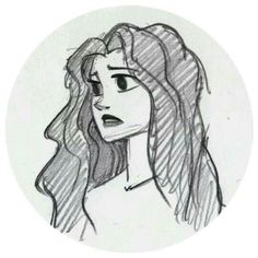 a pencil drawing of a girl with long hair