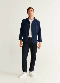 Cotton Jacket Men, Trip Outfit, Dark Blue Pants, Short Design, Men Stylish Dress, Des Baskets, Best Outfits