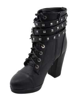 Milwaukee Performance MBL9417 Women’s Black Lace-Up Boots with Triple Strap Studded AccentsFeatures Made of Synthetic Leather Uppers Anti-Slip Bottom Platform Heel Crossover Triple Studded Buckled Straps Milwaukee Signature Hardware Lace-Up with Side Zipper Entry for Easy on and off Wear Milwaukee Leather Performance Apparel: Made for Riders, Built to Last Leather Fingerless Gloves, Black Lace Up Boots, Frye Boots, Signature Hardware, Beautiful Boots, Platform Heel, Black Laces, Leather Gloves, Leggings Fashion