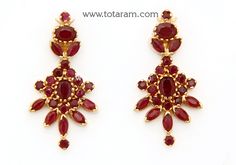 22 karat gold ruby necklace & drop earrings set - 235-GS3854 - in 35.400 Grams for USD $4,154.37 USD. 
Made in India by Totaram Jewelers Online this product is in Gold - 22 Karat BIS Hallmark 916 Gold  & is an excellent gift for Adult - Women. Ships fully insured with secured guaranteed delivery for free with your order over $250 from New Jersey USA & comes with 30 days exchange policy. Gold Ruby Necklace, 22k Gold Earrings, Ruby Necklace, Gold Drop Earrings, Gifts For Adults, 22k Gold, Earrings Set, Earrings For Women, New Jersey