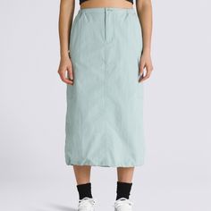 Made to move, the Riley Parachute Cargo Skirt is a roomy skirt with a fitted waist, cargo pockets with flap closures, and stylish bungee details with a drawstring hem. 100% Nylon fabric Cargo pocket with flap closure Bungee details | Vans Riley Parachute Cargo Skirt Womens XS Parachute Cargo, Cargo Skirt, Cargo Pocket, Nylon Fabric, Gray Skirt, Womens Vans, Womens Skirt, Skirt, Fabric