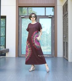 "A soft comfy chic handed dye dress. A perfect piece for summer. Material: 100% cotton (t-shirt like)  Model is 161 cm. tall with 32\" bust and 38\" hip  Status: ready to ship Weight:  320g Measurement: free size Dress (approximately) Bust: 41\" can fit up to bust max 43\" Hip:46\"   Length: 49.75\" Bottom hem circumference: 56\" - Please click to see more tie dye variations https://www.etsy.com/shop/beyondclothing?ref=seller-platform-mcnav&sort_order=date_desc&search_query=LD59 PLEASE PROVIDE YOUR PHONE WHEN YOU CHECK IT OUT.  we will send an order via FedEx which takes about 5-6 days to USA, Canada, Australia, UAE, New Zealand, Europe, 2-3 days to Hong Kong, Malaysia, Singapore, and 5-6 days Japan. If your address is in remote area service of FedEx, we will send an order via Thai Post wh Casual Hand-dyed Tie Dye Maxi Dress, Casual Hand-dyed Summer Maxi Dress, Casual Flowy Batik Print Dresses, Casual Flowy Dresses With Batik Print, Summer Cotton Tie-dye Maxi Dress, Summer Cotton Tie Dye Maxi Dress, Casual Batik Print Maxi Dress For Spring, Casual Hand Dyed Cotton Dress, Summer Cotton Maxi Dress With Natural Dye