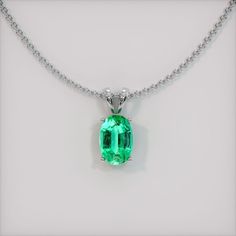 The pendant features a beautiful, transparent 1.11 carat oval shape green emerald with the dimensions of 8.33 x 5.59 x 3.84 mm and a mixed brilliant cut. It has a clarity grade of very slightly included (evaluated at eye level), medium color saturation, and an excellent polish. #emerald #emeraldenvy #emeraldstone #pendantnecklace #jewelrypendants Classic Oval Emerald Necklace For May Birthstone, Classic Oval Emerald Gemstone Necklace, Green Oval Emerald Ring With Diamond Cut, Oval Green Emerald Ring With Diamond Cut, Oval Emerald Ring With Diamond Cut In Green, Classic Oval Emerald Necklace, Classic Green Emerald Necklace With Diamond Cut, Oval Diamond-cut Emerald Ring, Oval Diamond Cut Emerald Ring