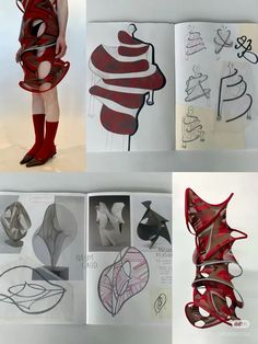 an open book with drawings on it and pictures of shoes in different shapes, sizes and colors