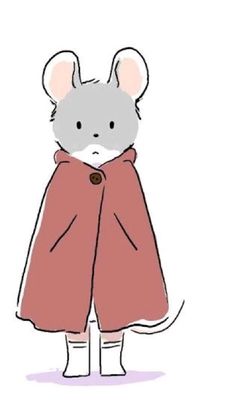 a cartoon mouse wearing a red coat and white shoes, standing in front of a white background