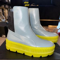 Brand New Never Worn Puma Boot By Rihanna. Comes With Box. Rihanna Boots, Fenty Puma Shoes, Puma Boots, Rihanna Puma, Puma Rihanna, Puma Fenty, Puma Blue, Work Sneakers, Shoes Puma