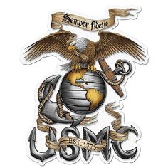 USMC Eagle Semper Fidelis DeCal-Military Republic Marine Corps Symbol, Marine Corps Tattoos, Usmc Tattoo, Eagle Globe Anchor, Marine Tattoo, Semper Fidelis, Reflective Decals, Eagle Logo, Us Marine Corps