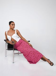 Midi skirt  100% polyester  Length of size US 4 / AU 8 waist to hem: 73cm / 28.7in   Lola is wearing a size US 4 / AU 8  @natalylorenzo is wearing a size US 8 / AU 12  Floral print  Invisible zip fastening at side  Non-stretch  Fully lined Pink Midi Skirt, Floral Prom Dresses, Floral Midi Skirt, Floral Print Skirt, Loungewear Sets, Invisible Zip, Skirts Online, Pink Skirt, Summer Skirts