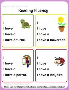 reading flueny worksheet with pictures and words to help students learn how to read