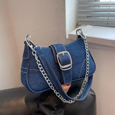 Color: Blue, DEEP BLUE Tas Denim, Tas Bahu, Cross Shoulder Bags, Denim Crossbody, Denim Shoulder Bags, Beg Tangan, Bag Women Fashion, Jeans Bag, Baguette Bag