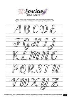 cursive writing practice sheet with the letters and numbers in each letter, which have been