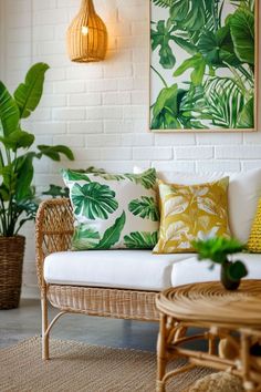 a living room filled with furniture and plants