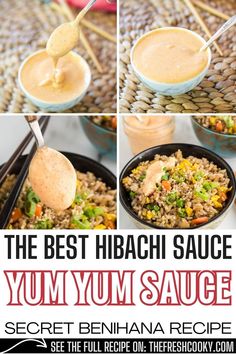 the best hibachi sauce for yummy sauce is served with fried rice and vegetables