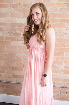 One Night Out Maxi Dress | Peach – MOB Fashion Boutique V-neck Maxi Dress With Lace Trim For Wedding Night, Flowy Lace Maxi Dress Feminine Style, Spring Wedding Night Dress With Lace Back, Feminine V-neck Lace Back Dress, Lace Maxi Dress With Spaghetti Straps For Prom, Spring Prom Lace Dress With Lace Trim, Lace Maxi Dress For Bridesmaid In Summer, Spring Lace Dress With Lace Trim For Prom, Summer Lace Maxi Dress For Bridesmaids