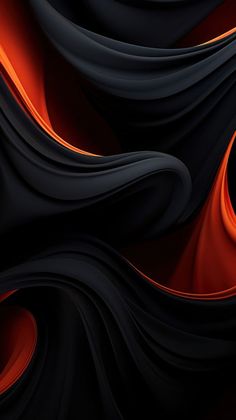 an abstract black and orange background with wavy lines