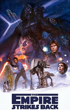 the empire strikes back poster for star wars, with characters from various films and movies