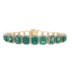 15.40 Cts Emerald Diamond Statement Designer Bracelet 18k Gold Jewelry / Bridal Emerald Jewelry / Jewelry For Women Natural Gemstone  STONE DETAILS : ❋ Stone : Emerald ❋ Stone Size : Mix Size ❋ Stone Shape : Emerald Cut ❋ Stone Weight : 15.40 Cts. Approx. ❋ Stone Type : Natural ❋ Diamond Weight : 1.30 Cts. Approx. ❋ Diamond Shape : Round Cut ❋ Diamond Color & Quality : HI-Slightly Included ❋ Diamond Type : Natural METAL DETAILS : ❋ Metal Purity : Solid 18K Gold  ❋ Metal Color : Yellow Gold ❋ Bracelet Length : 6.75 Inches Approx. ❋ Gross Weight : 17.780 Gms. Approx. ❋ Gold Net Weight : 14.440 Gms. Approx. ❋ Making : Handmade ❋ Style Code : BR-0187 ------------------------------------- Note: For more products visit my shop through by below link: ❋ Social Media Links ➡️ Instagram :  @zorayaje Formal Gemstone Bracelet With Baguette Cut, Baguette Cut Gemstone Bracelet For Formal Occasions, Formal Baguette Cut Gemstone Bracelet, Fine Jewelry Bracelets With Jewels For Formal Occasions, Fine Jewelry Bracelets With Jewels For Anniversary, Anniversary Fine Jewelry Bracelets With Jewels, Formal Gemstone Bangle Tennis Bracelet, Gemstone Bangle Tennis Bracelet For Formal Occasions, Formal Gemstone Tennis Bracelet